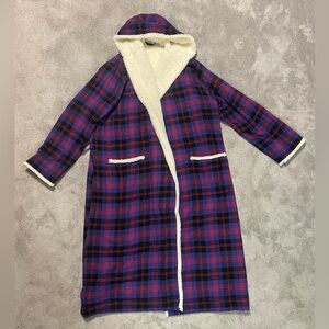 LL Bean Sherpa Lined Bath Robe Womens 2XL Purple Red Black